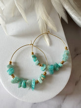 Load image into Gallery viewer, Gemstone Chip Beaded Stainless Steel 40mm Hoop Earrings