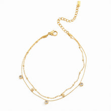 Load image into Gallery viewer, Crystal drop double row anklet