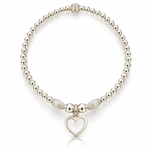 Load image into Gallery viewer, Open Heart Beaded Sterling Silver Bracelet