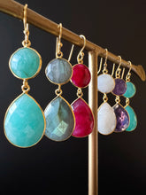 Load image into Gallery viewer, India Double gemstone drop earrings