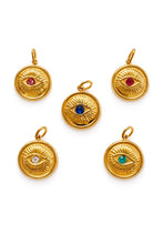 Load image into Gallery viewer, Gold Evil Eye charm with crystal eye
