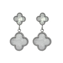 Load image into Gallery viewer, Stainless Steel double clover drop stud earrings