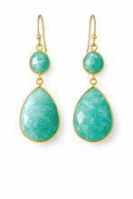 Load image into Gallery viewer, India Double gemstone drop earrings