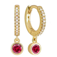 Load image into Gallery viewer, Crystal Drop Round Gem Huggie Hoop Earrings
