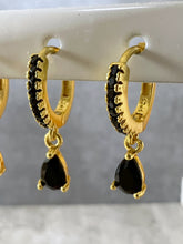 Load image into Gallery viewer, Crystal teardrop huggie hoop earrings