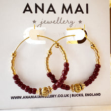 Load image into Gallery viewer, Miyuki Beaded Stainless Steel 30mm Hoop Earrings