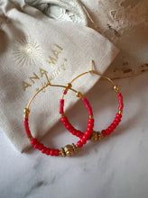 Load image into Gallery viewer, Miyuki Beaded Stainless Steel 30mm Hoop Earrings