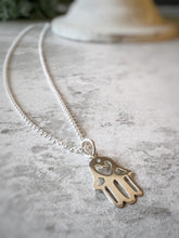 Load image into Gallery viewer, Hamsa Hand Sterling Silver 20” Necklace