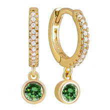 Load image into Gallery viewer, Crystal Drop Round Gem Huggie Hoop Earrings