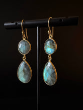 Load image into Gallery viewer, India Double gemstone drop earrings