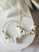 Load image into Gallery viewer, Gemstone Chip Beaded Stainless Steel 40mm Hoop Earrings