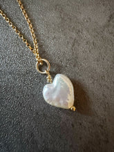 Load image into Gallery viewer, Heart Freshwater Pearl pendant Gold Fill 17” necklace