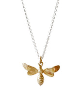 Load image into Gallery viewer, Large Bee Sterling Silver Necklace