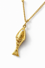 Load image into Gallery viewer, Stainless Steel Gold Fish pendant on Satellite Necklace