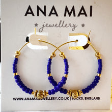 Load image into Gallery viewer, Miyuki Beaded Stainless Steel 30mm Hoop Earrings