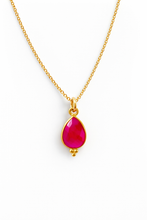 Load image into Gallery viewer, Dainty Teardrop Gemstone Pendant Gold Fill Necklace