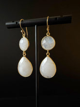 Load image into Gallery viewer, India Double gemstone drop earrings