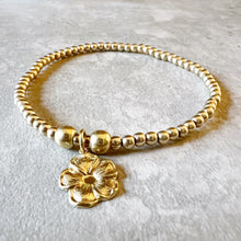 Load image into Gallery viewer, Gold Filled Flower Charm Ball Bracelet