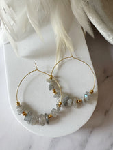 Load image into Gallery viewer, Gemstone Chip Beaded Stainless Steel 40mm Hoop Earrings