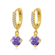 Load image into Gallery viewer, Crystal round drop huggie hoop earrings