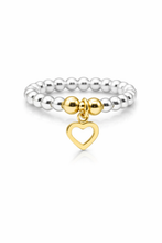 Load image into Gallery viewer, Open Heart Charm Beaded Stretch Ring
