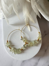 Load image into Gallery viewer, Gemstone Chip Beaded Stainless Steel 40mm Hoop Earrings