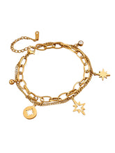 Load image into Gallery viewer, Multi Charm Double Row Stainless Steel bracelet