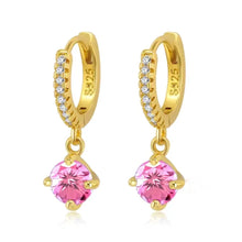 Load image into Gallery viewer, Crystal round drop huggie hoop earrings