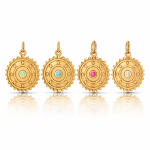 Load image into Gallery viewer, Gold Crystal sun disc charm - 4 colours
