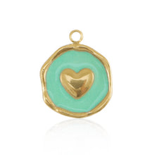 Load image into Gallery viewer, Irregular enamelled heart disc charm