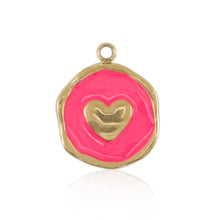Load image into Gallery viewer, Irregular enamelled heart disc charm