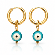 Load image into Gallery viewer, Evil Eye Stainless Steel Huggie Hoop Earrings