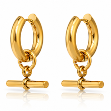 Load image into Gallery viewer, T Bar Super Chunky Stainless Steel Huggie Earrings