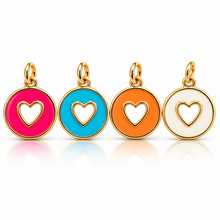 Load image into Gallery viewer, Heart Cutout Enamel Pendant Charm - 4 colours