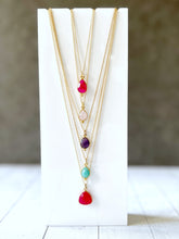 Load image into Gallery viewer, Dainty Teardrop Gemstone Pendant Gold Fill Necklace