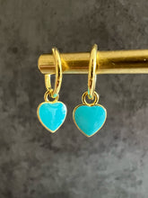 Load image into Gallery viewer, Enamel Heart Charm huggie hoop earrings