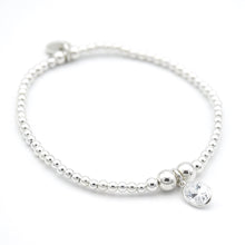 Load image into Gallery viewer, Large oval CZ charm beaded bracelet