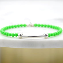 Load image into Gallery viewer, Neon and Sterling Silver Bead and Tube Bracelet
