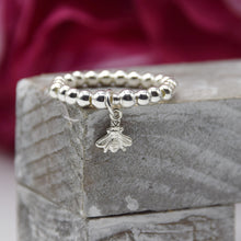 Load image into Gallery viewer, Bee Charm Bead Stretch Ring