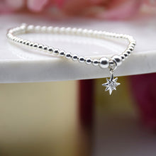 Load image into Gallery viewer, Sparkly CZ North Star Beaded Bracelet