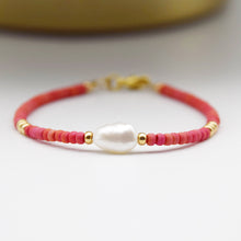 Load image into Gallery viewer, Colourful Seed Bead & Freshwater Pearl Bracelet