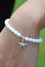 Load image into Gallery viewer, Sterling Silver Starfish Charm 6mm Beaded Bracelet