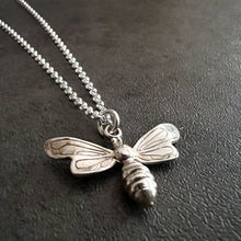 Load image into Gallery viewer, Large Bee Sterling Silver Necklace