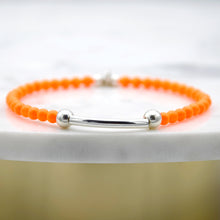 Load image into Gallery viewer, Neon and Sterling Silver Bead and Tube Bracelet