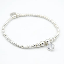 Load image into Gallery viewer, 10.5mm CZ round charm Beaded Bracelet