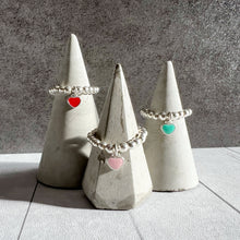 Load image into Gallery viewer, Double Sided Enamel Heart Charm Beaded Stretch Ring