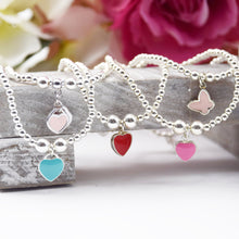 Load image into Gallery viewer, Red Enamel Heart Charm Bead bracelet