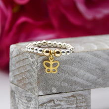 Load image into Gallery viewer, Open Butterfly Charm Bead Stretch Ring