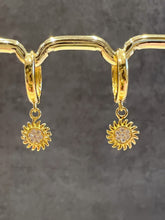 Load image into Gallery viewer, Sun CZ huggie hoop earrings