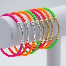 Load image into Gallery viewer, Neon Pearls and 14k Gold Filled Bead and Tube Bracelet